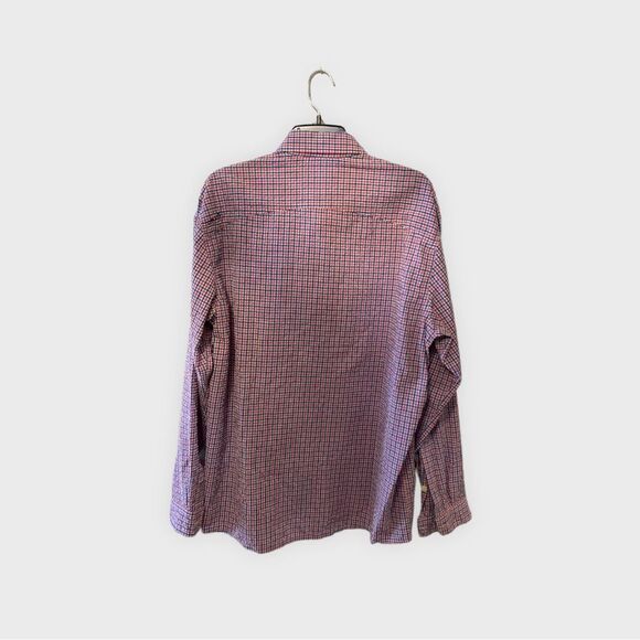 Orvis pink blue white checker puckered fabric52%polyester 48%nylon button pocket - Picture 2 of 5